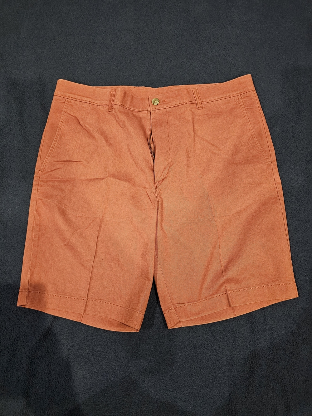 Roundtree & Yorke Men's Burnt Red Flat Front Cotton Shorts
